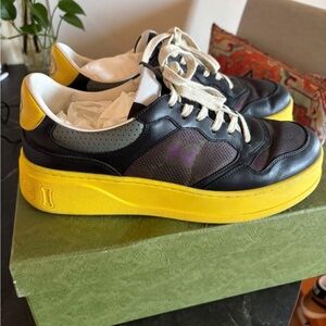 Gucci Men's Sneakers in Black and Yellow Authentic